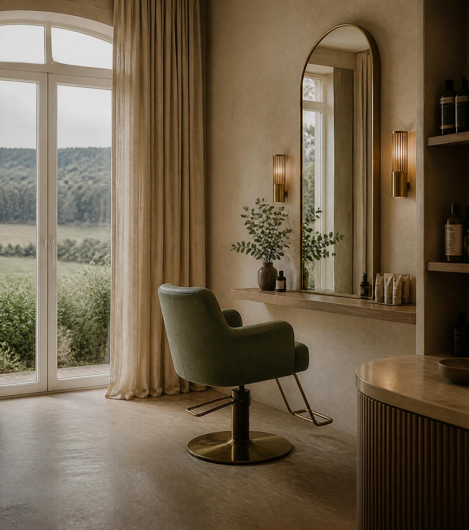 Interieur van PAND3 boutique kapsalon in Holsbeek